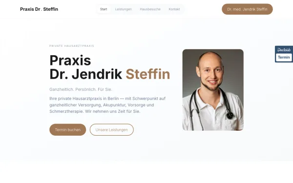 Startseite der Astro-Website praxis-steffin.de