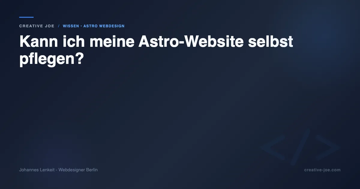 Astro-Website selbst pflegen - Artikel-Cover mit dunkelblauem Hintergrund und Titel